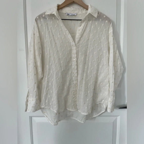 Zara Polka Dot Shirt with Embroidery - Picture 3 of 9
